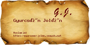 Gyurcsán Jolán névjegykártya